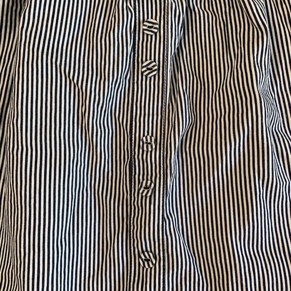 Blue and White Stripe Button Skirt - Picture 3 of 8